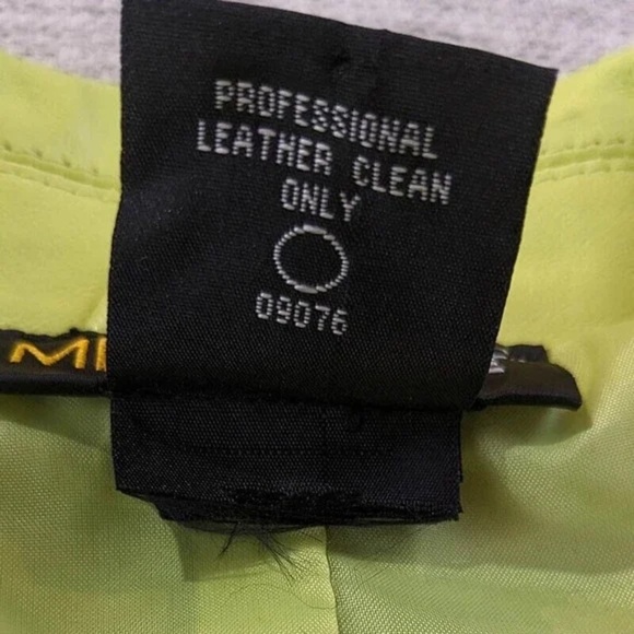 METROSTYLE Leather Jacket Blazer Lime Green Button Front Lined Size 10 Retro - Picture 13 of 13
